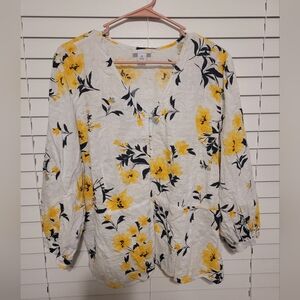 Floral Yellow and White Women's Top